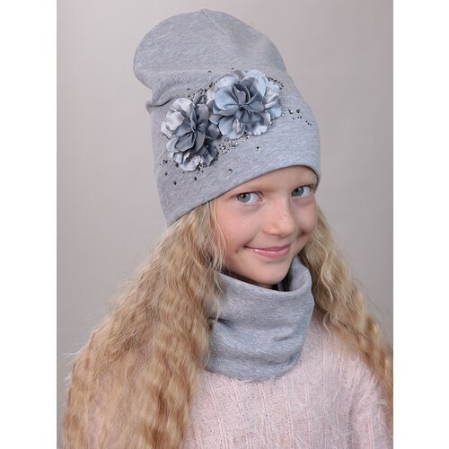 фото Шапка бини поляярик, размер 46-48, серый