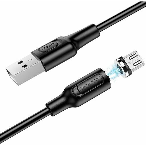 Кабель Borofone BX41 магнитный (USB - micro-USB) черный кабель borofone bx41 usb lightning 1 м черный