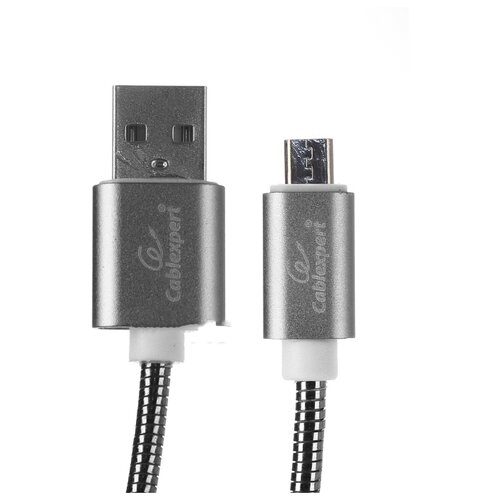 Кабель Gembird Cablexpert USB AM/microBM 1.8m Titan CC-G-mUSB02Gy-1.8M кабель usb 2 0 cablexpert cc musb2bl1m am microbm 5p 1м нейлоновая оплетка алюминиевые разъемы синий пакет