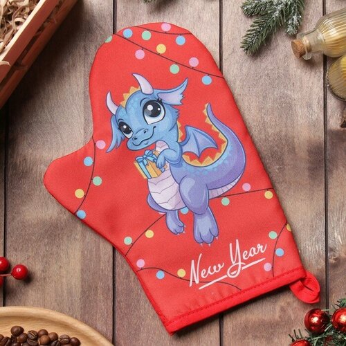 Варежка-прихватка Доляна Дракон с подарком 20х28 см 35 хл 65 пэ ватин 250 гм2 335₽