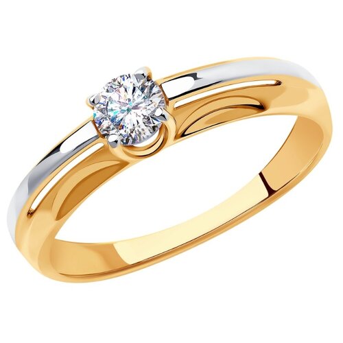 фото Sokolov кольцо из золота с фианитом swarovski 81010484, размер 17