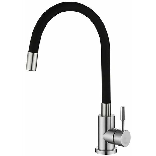 Смеситель для кухни DEEP LAKE 74004-W04 с гибким изливом диаметр 35 черный (нерж. сталь) (1/24)