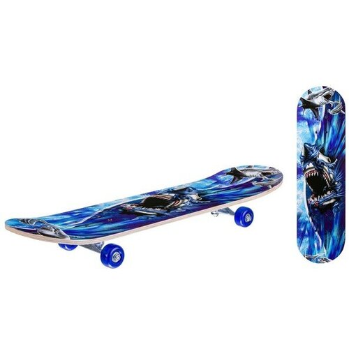 Скейтборд детский деревянный. синий с принтом. арт. IT106665
