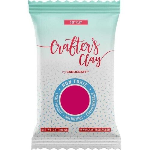 Глина зефирная полимерная самозастывающая Crafters Clay Canucraft для цветов и украшений. Маджента, 100 г