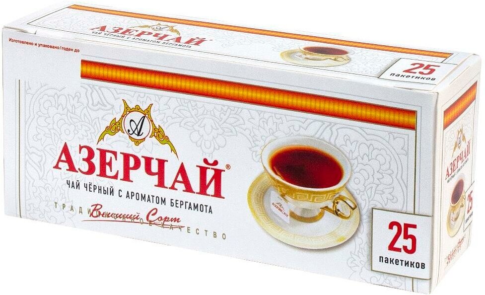 Упаковка из 12 штук Чай черный Азерчай с Бергамотом (2г х 25)(300 пакетиков с ярл.)