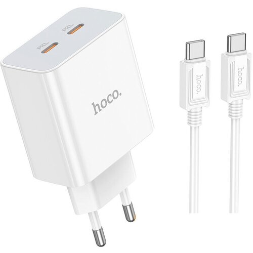 Блок питания сетевой 2 Type-C HOCO C108A Leader 35Вт QC30 PD кабель Type-C Type-C цвет белый 127000₽