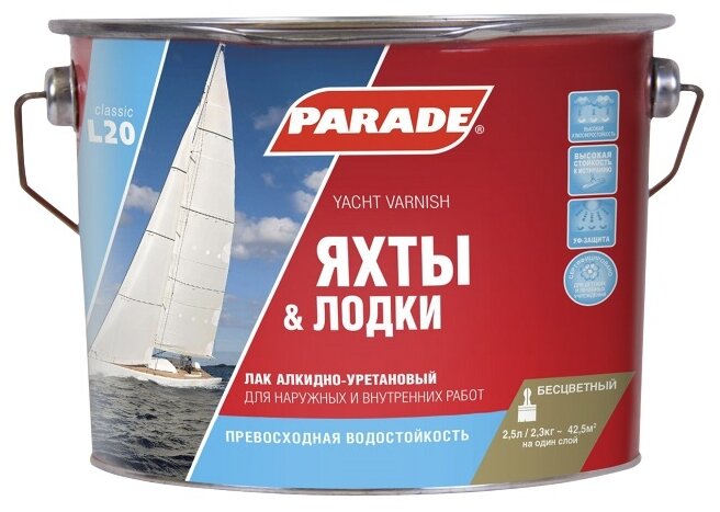 Лак алкидно-уретановый Parade L20 яхтный матовый 2,5 л