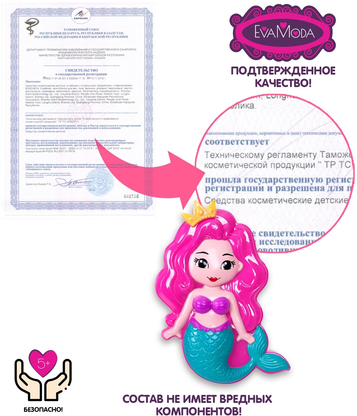Набор детской декоративной косметики "Косметичка-русалочка" (ВВ3787) Bondibon - фото №4