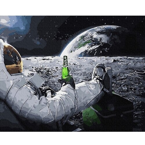 картина по номерам космонавт посреди цветов 40х50 см Картина по номерам Космонавт 40х50 см Hobby Home