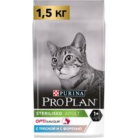 Сухой корм для кошек Pro Plan Sterilised для стерилизованных кошек с треской и форелью 1.5 кг