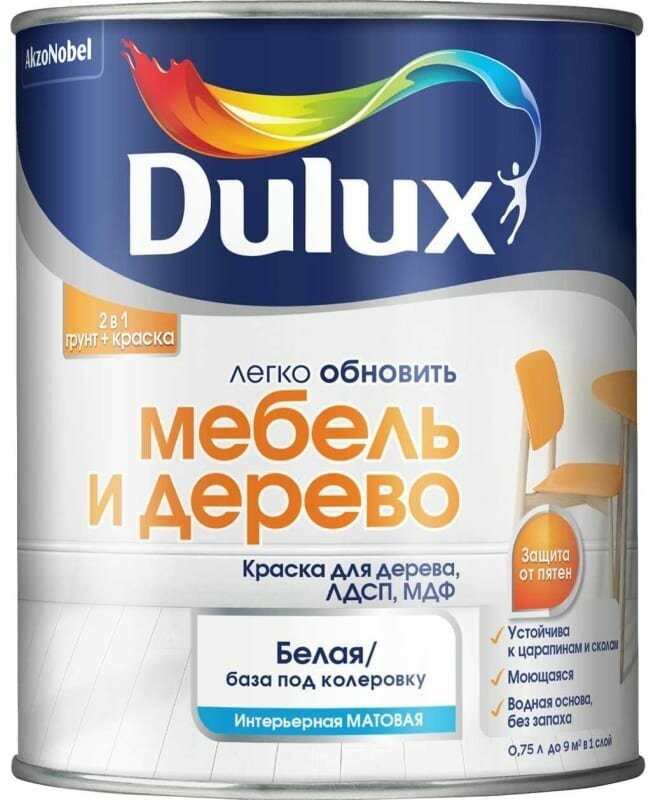 Краска Dulux Мебель и Дерево BW 0,75л