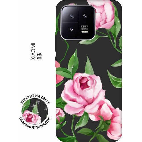 Матовый Soft Touch силиконовый чехол на Xiaomi 13, Сяоми 13 с 3D принтом Amazing Peonies черный матовый soft touch силиконовый чехол на xiaomi 13 сяоми 13 с 3d принтом amazing callas черный