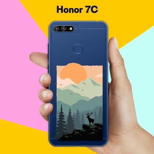 Силиконовый чехол Горы и лес на Honor 7C