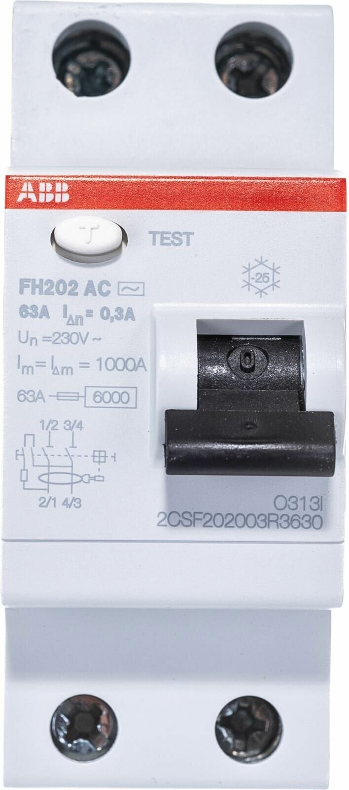 FH200 2CSF202003R3250 Выключатель дифференциального тока двухполюсный 25А 300мА (тип AC) ABB - фото №7