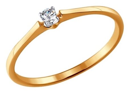 Кольцо помолвочное SOKOLOV, красное золото, 585 проба, бриллиант, размер 15