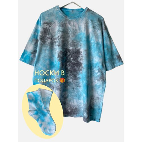 фото Футболка, размер 48/54 оверсайз, голубой, серый fekla tykvina