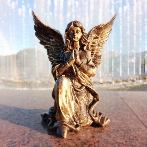 Статуэтка для улицы Ангел молящаяся Дева бронза, 32 см статуэтка для улицы молящийся ангел белый мрамор акрил 33 см brilliantstone