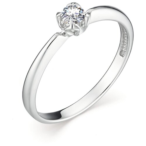 фото Алькор кольцо с 1 бриллиантом из белого золота 12959-200, размер 17.5