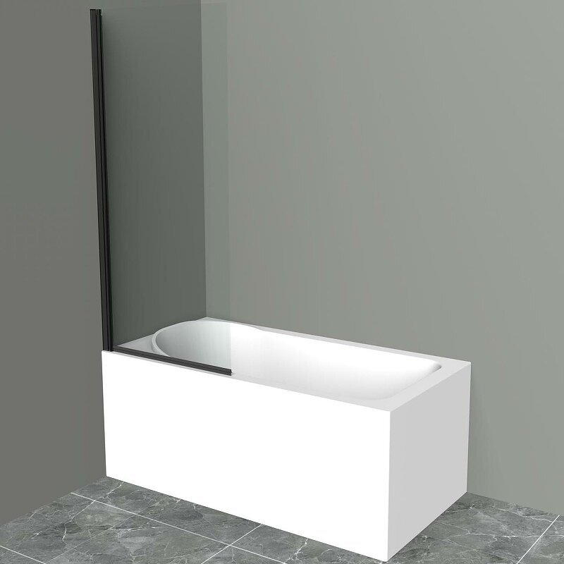 Шторка на ванну BelBagno UNO-V-1-90/150-C-NERO, профиль черный, стекло прозрачное