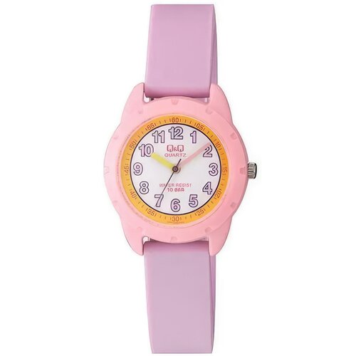 фото Наручные часы q&q, кварцевые, корпус пластик, ремешок пластик, водонепроницаемые, розовый