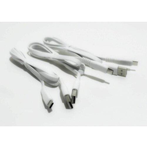 Кабель USB TYPE-C, 1м, быстрая зарядка, силиконовый, белый, без коробки, 1 шт