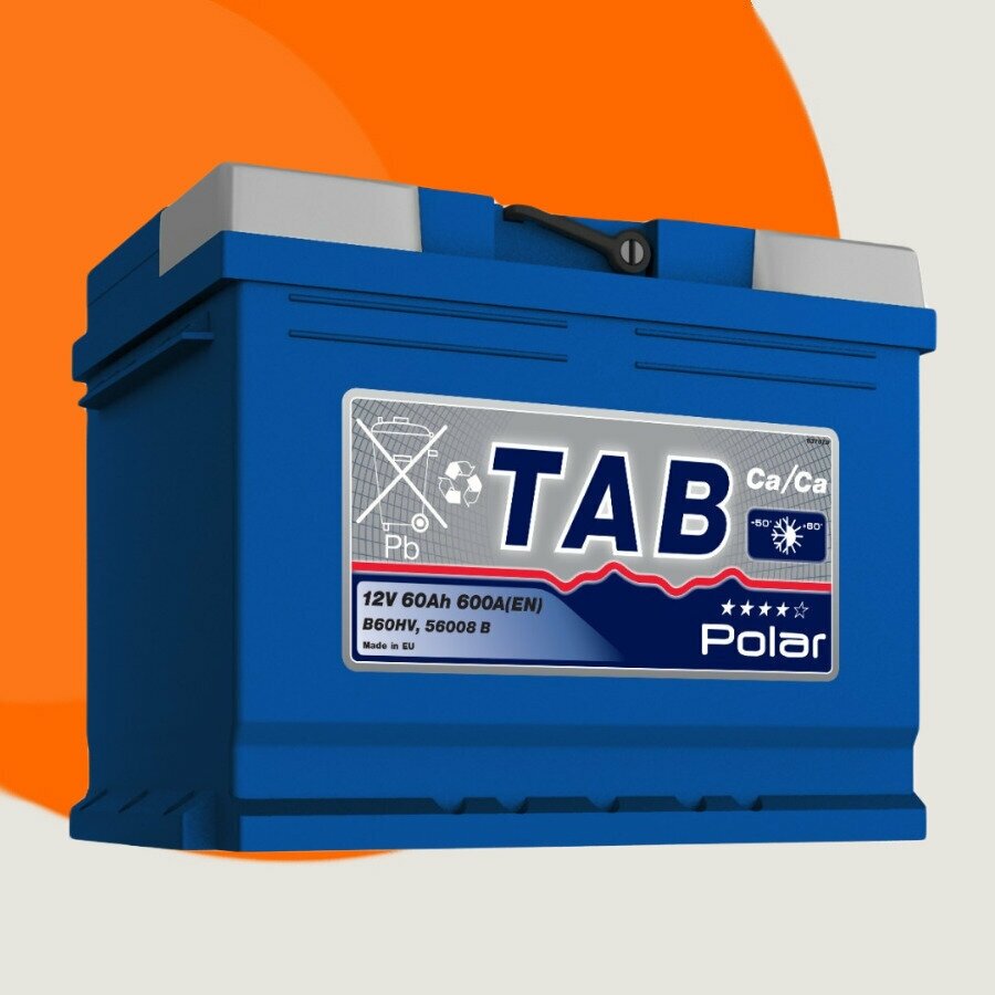 Аккумулятор автомобильный TAB Polar Blue B60HV, 60 Ач, пуск. ток 600 А, обрат. полярность, 242x175x190, (121060 56008 B)