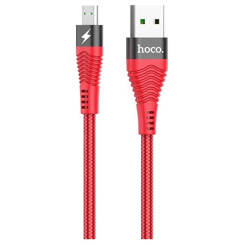 Кабель Hoco U53 4A Flash USB - microUSB, 1.2 м, 1 шт., красный кабель hoco u53 4a flash usb microusb 1 2 м красный