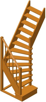 Деревянная межэтажная лестница ЛЕС-91 2925-3150 проем 1560-780, Сосна