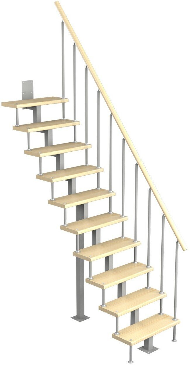 Модульная малогабаритная лестница Линия 2250-2475, Серый, Сосна, Крашеная