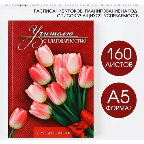 Ежедневник «Учителю с благодарностью» А5, 160 листов, мягкая обложка ежедневник учителю с благодарностью а5 160 листов мягкая обложка подарок на день учителя