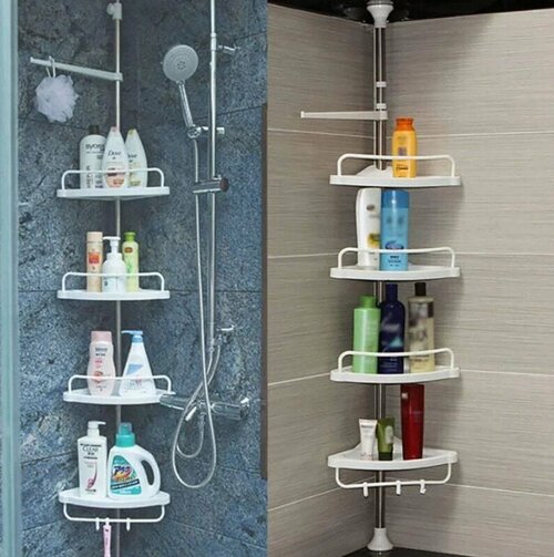 Угловая полка для ванной Multi Corner Shelf 4-х ярусная с держателем для полотенца