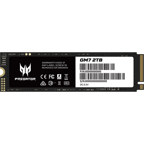 Твердотельный накопитель SSD Acer Predator GM7 2Tb M.2 2280 NVMe PCIe Gen 4.0x4 [P/N: BL.9BWWR.119] накопитель ssd m 2 2280 kingspec nt 2tb 2tb sata 6gb s 3d tlc 580 550mb s iops 76k 96k mtbf 1m 960 tbw