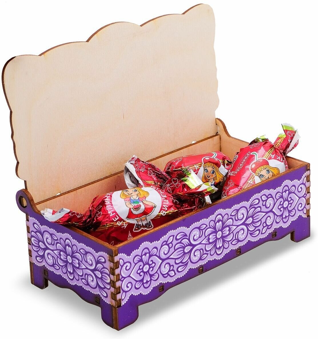 Конфеты с вишневой начинкой Кремлина Вишенка "От всей души", в подарочной шкатулке, 150 гр, конфеты с вишней - фотография № 2