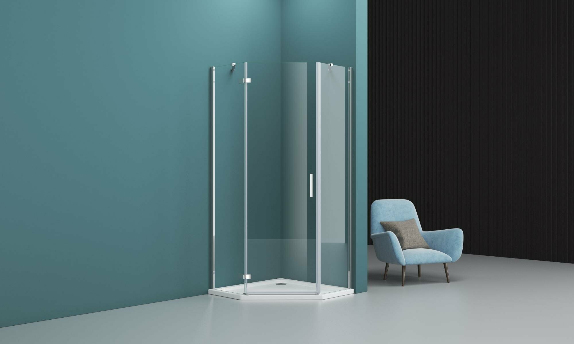 Душевой уголок BelBagno Kraft 90x90 KRAFT-P-1-90-C-Cr-L стекло прозрачное, профиль хром, без поддона