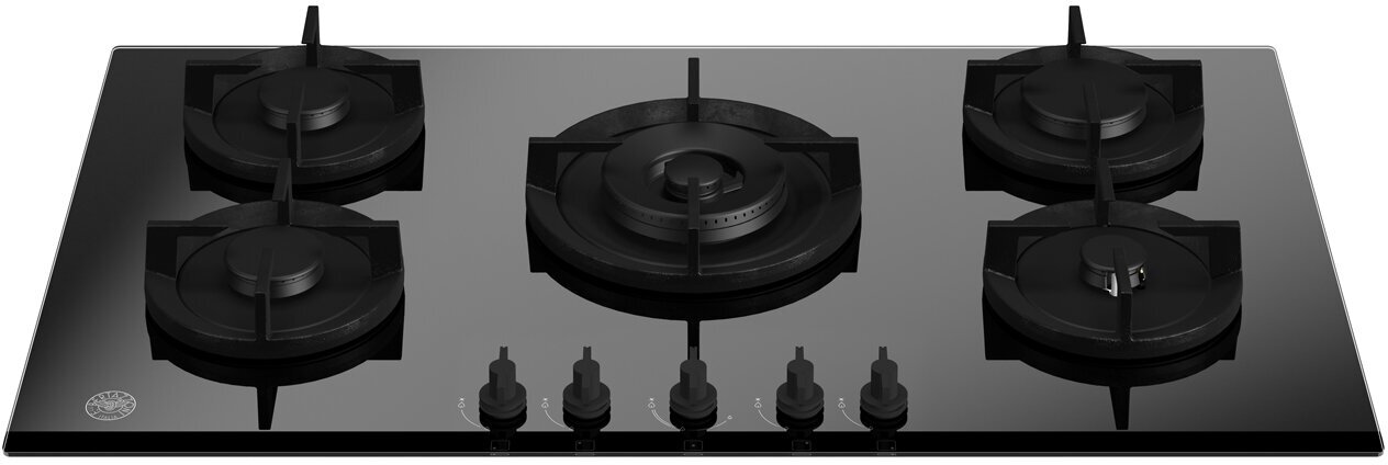 P905CMODGNE Встраиваемая газовая варочная панель Bertazzoni на стекле, конфорка wok в центре, 90 см Черный