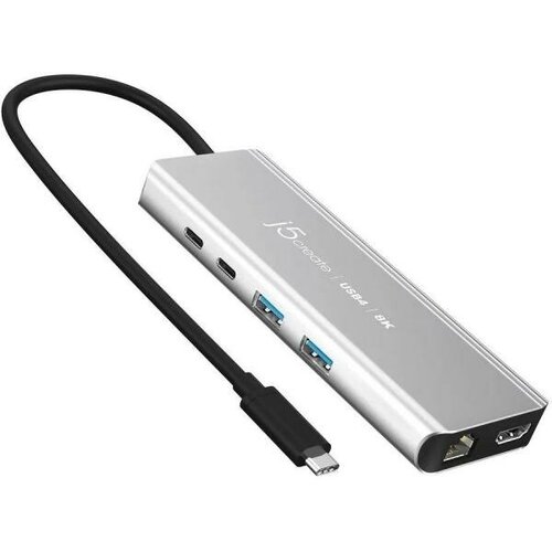 Концентратор USB Type-C j5create JCD403 2 х USB 3.0 RJ-45 HDMI 2 х USB Type-C серебристый