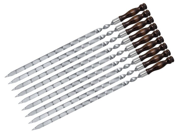 Шампуры широкие 9 шт., с деревянной ручкой, 400х16х3 мм - фотография № 2