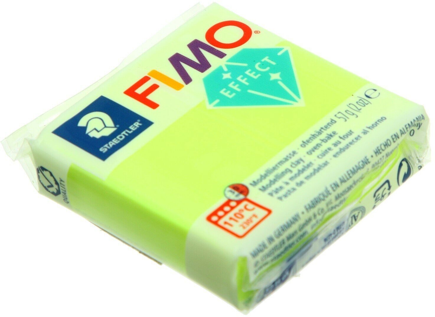 Полимерная глина запекаемая 57г FIMO neon effect, желтый./ В упаковке: 1 - фотография № 4