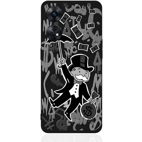Чехол для смартфона OPPO Reno 8T черный силиконовый Monopoly Black Edition/ Монополия