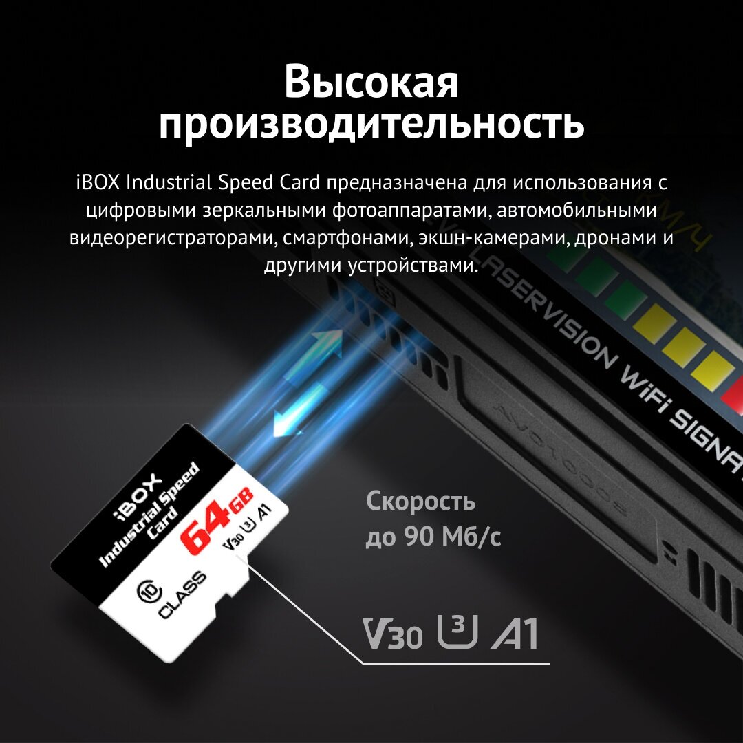Карта памяти microSDXC 64GB iBOX Industrial Speed Card
