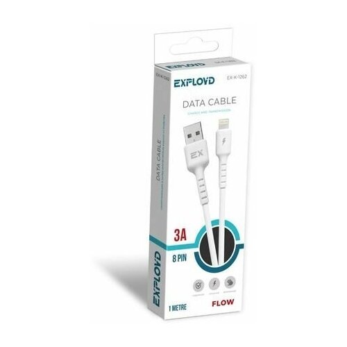 Дата-кабель EXPLOYD EX-K-1262 USB - 8 Pin, 1 м, белый exployd ex k 999 дата кабель usb type c 2 1a 1м круглый черный