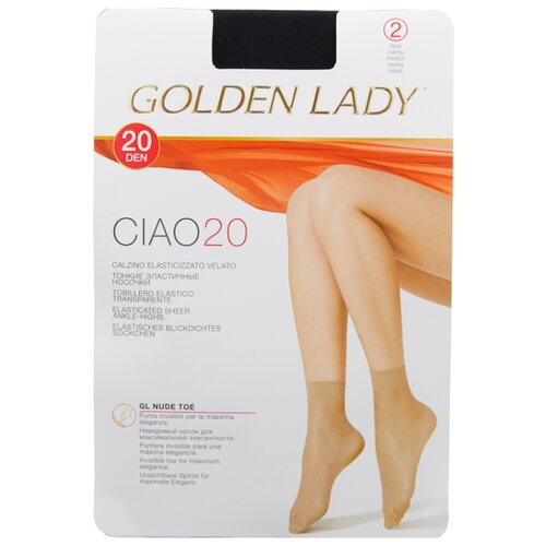 фото Капроновые носки golden lady ciao 20 den, 2 пары, размер 0 (one size), nero