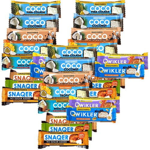 Ассорти 30шт (Snaqer-9, Qwikler-6, Coco-15) snaq fabriq батончик coco 40г mix tropic chocolate coconut white choco pina colada 30 шт