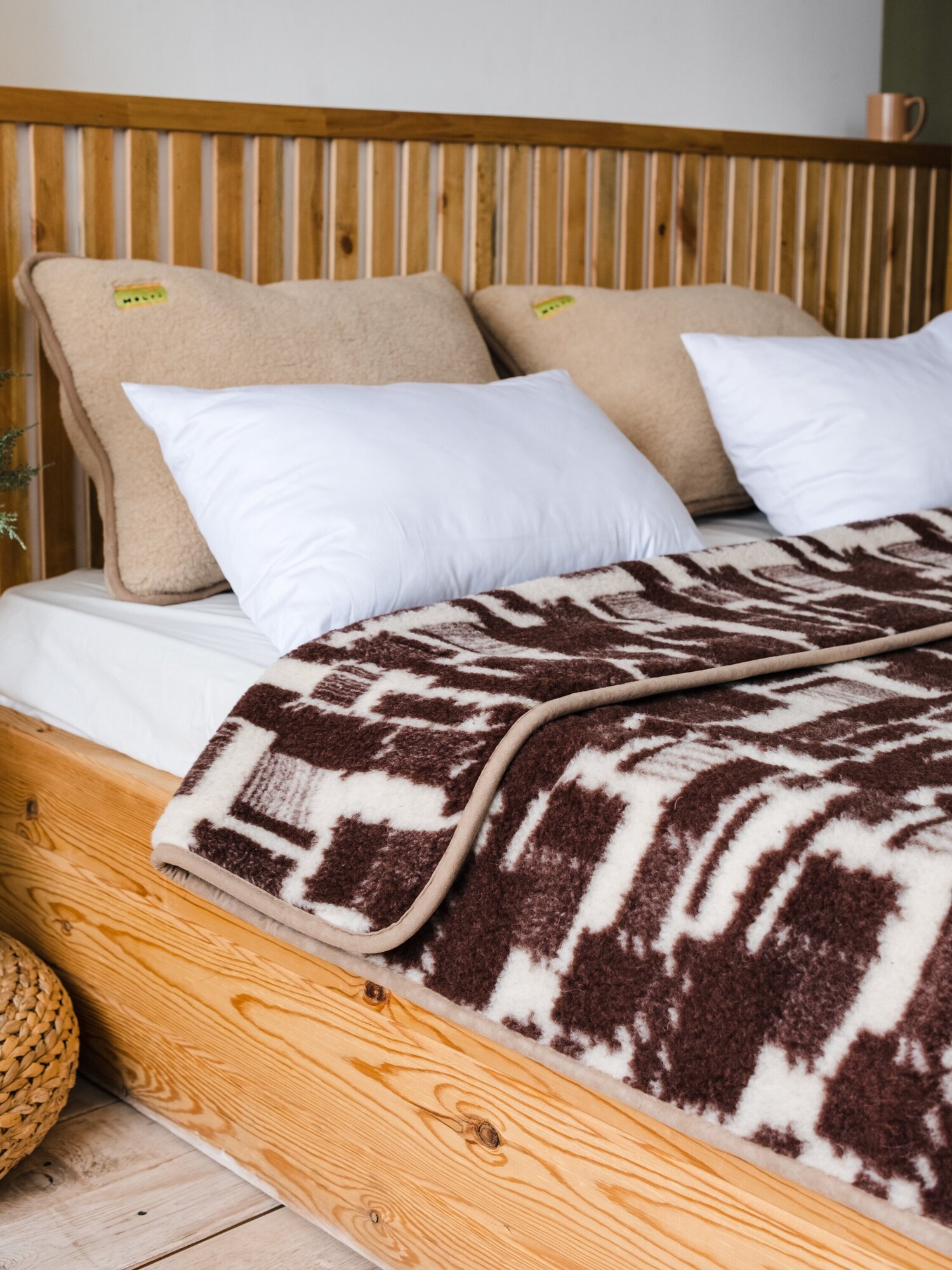 Одеяло шерстяное 2-спальное холти теплое зимнее для сна Оксфорд-жаккард (175*205) - фотография № 8