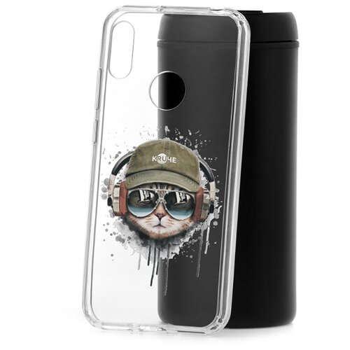 фото Чехол на honor 8a kruche print кот в наушниках