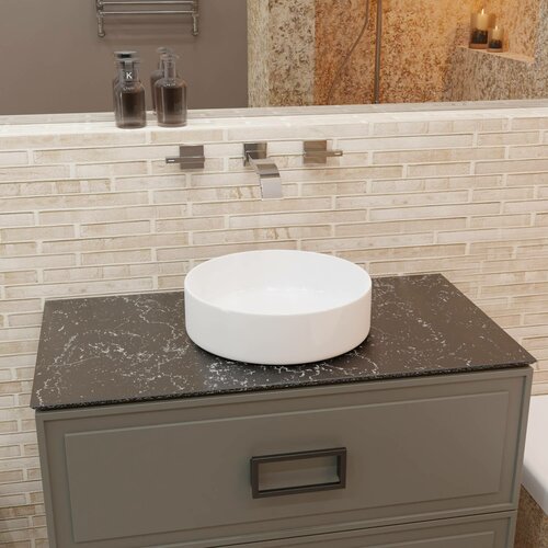 Раковина TEOLO 700-011W с установкой на столешницу круглой формы, D=45 см, без отв. под смеситель, без отв. Перелива, цвет белый,
