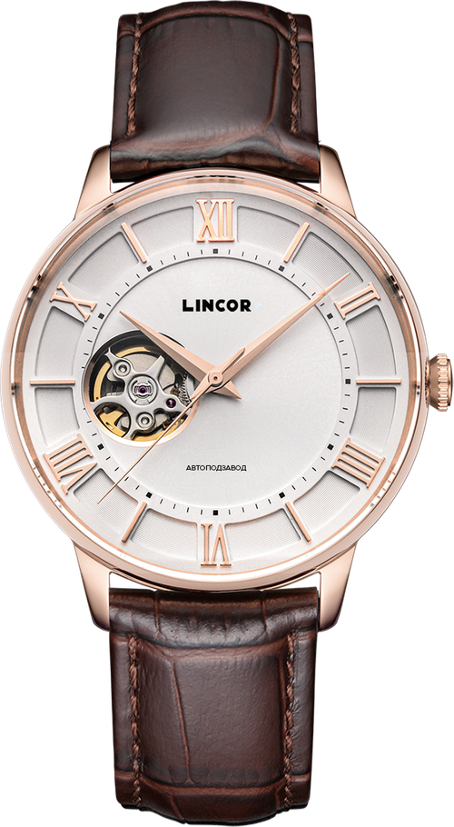 Наручные часы LINCOR, золотой, коричневый