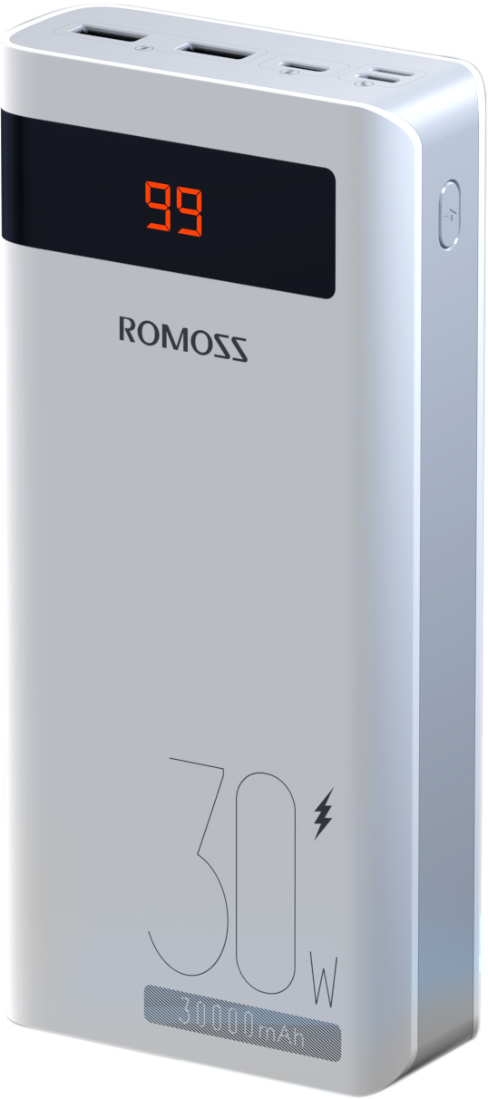 Внешний аккумулятор Romoss Sense 8PS Pro 30000mAh, Power Bank, портативный аккумулятор, белый