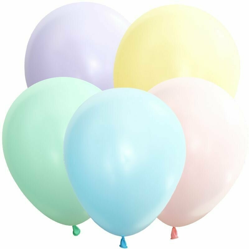 Набор воздушных шаров Ассорти Макаронс, Пастель / Macarons Assorted, 12 дюймов (30 см), 12 штук, Веселуха