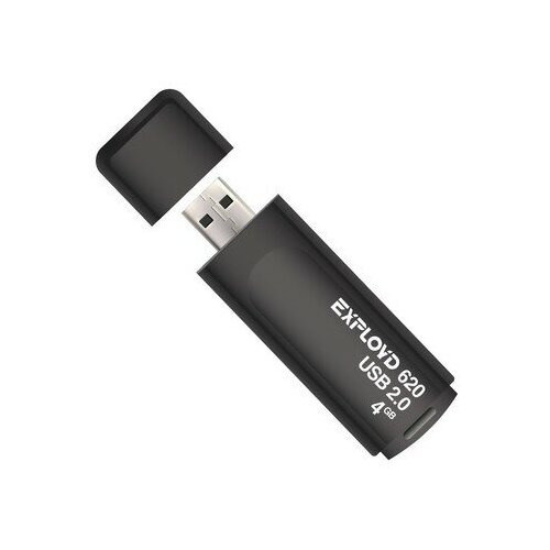 Флешка Exployd 620, 4 Гб, USB2.0, чт до 15 Мб/с, зап до 8 Мб/с, чёрная